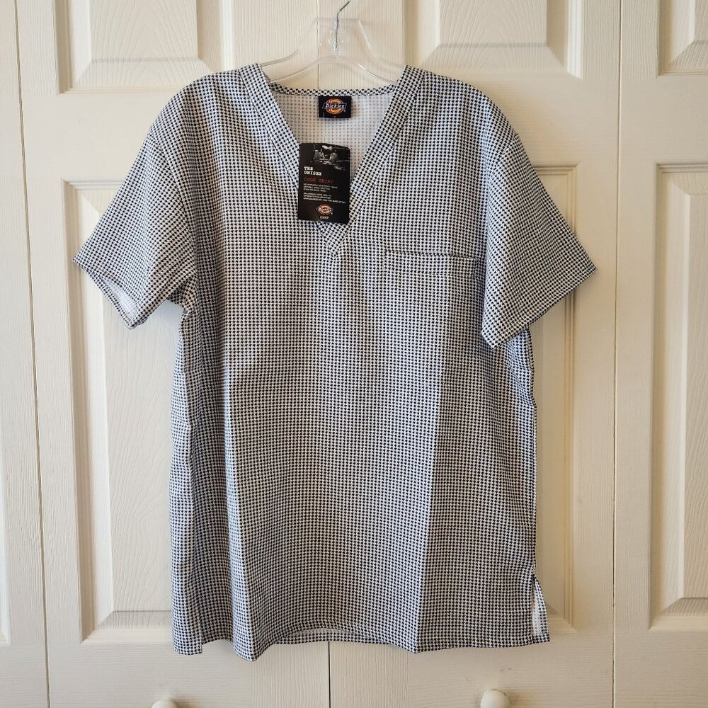 Dickies Unisex Cook Shirt Houndstooth Pattern Size S Microsueded Eversoft Fabric